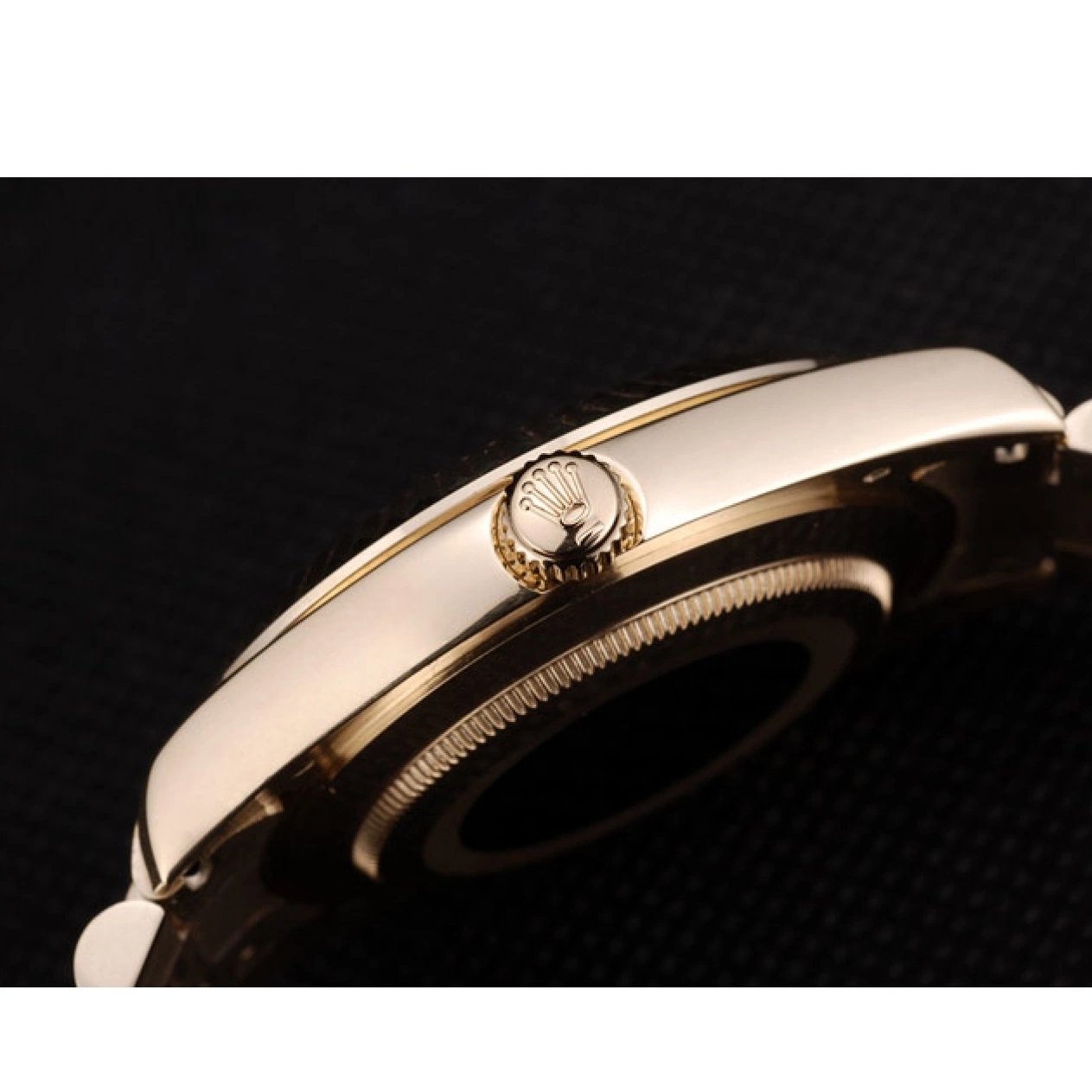 Aaa replica watch 41997 Rolex Gold Ribbed DayDate Swiss Dial Steel Bezel Stainless Gold 0726